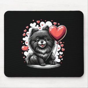 Black Pomeranian Dog Valentine's Day Dog Owner Val Mouse Mat