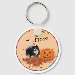 Black Pomeranian Halloween Key Ring