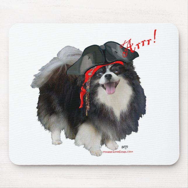 Black Pomeranian Pirate - Arrr! Mouse Mat (Front)