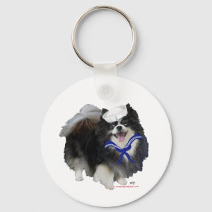 Black Pomeranian Sailor Key Ring
