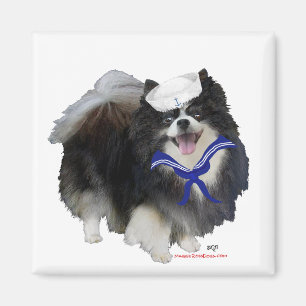 Black Pomeranian Sailor Magnet