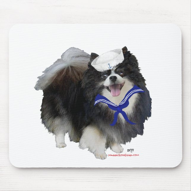 Black Pomeranian Sailor Mouse Mat (Front)