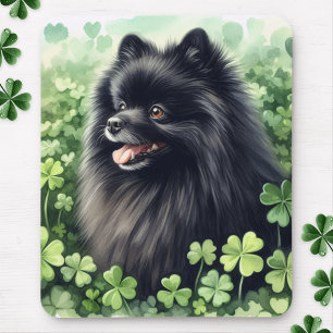 Black Pomeranian St Patricks Day Mouse Mat