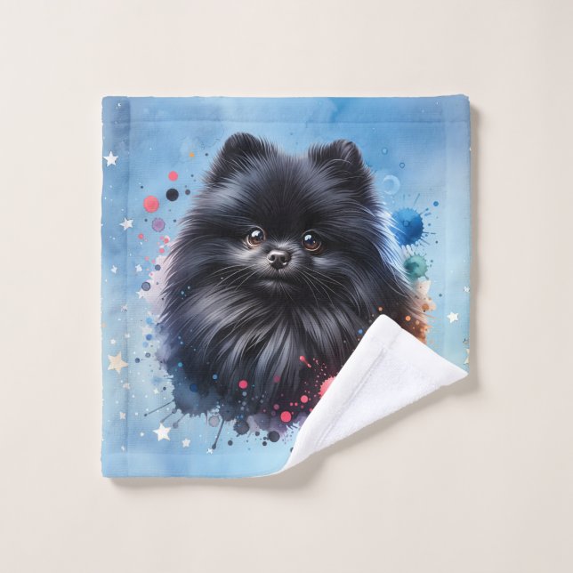 Black Pomeranian Wash Cloth (Wash Cloth)