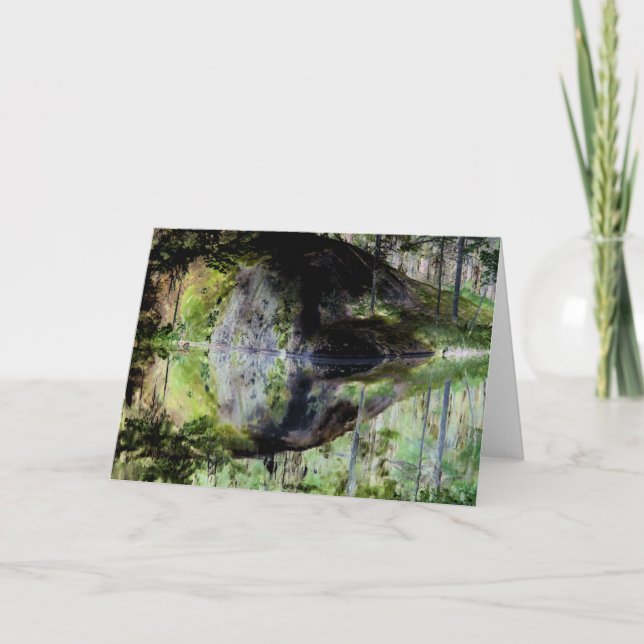 "Black Pond" Adirondack Lake and Rock Landscape Card (Front)