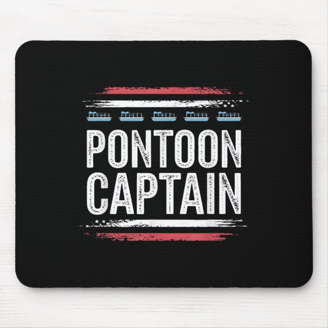 Black-pontoon Boat-captain 4th Of-july  Mouse Mat (Front)