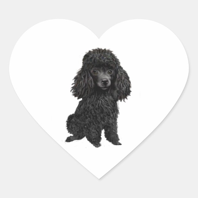 Black Poodle (#3) Heart Sticker (Front)
