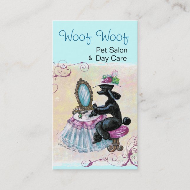 Black Poodle Boudoir Business Cards (Front)