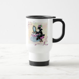 Black Poodle Boudoir Retro Art Insulated Mug