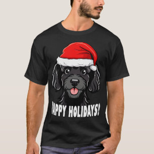 Black Poodle Christmas Dog Yappy Holidays Funny Sa T-Shirt