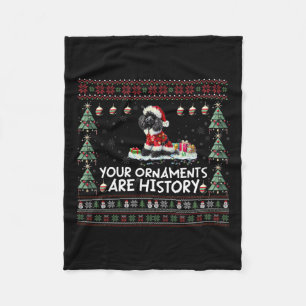 Black Poodle Christmas Tree Lights Decorations Xma Fleece Blanket