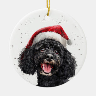 Black Poodle Dog Christmas Personalized Ceramic Tree Decoration