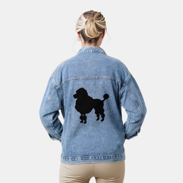 black poodle dog denim jacket (Model)