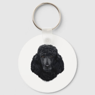 Black Poodle Dog Face Key Ring