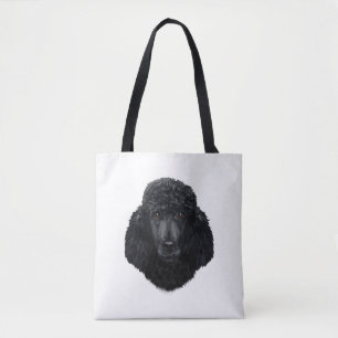 Black Poodle Dog Face Tote Bag