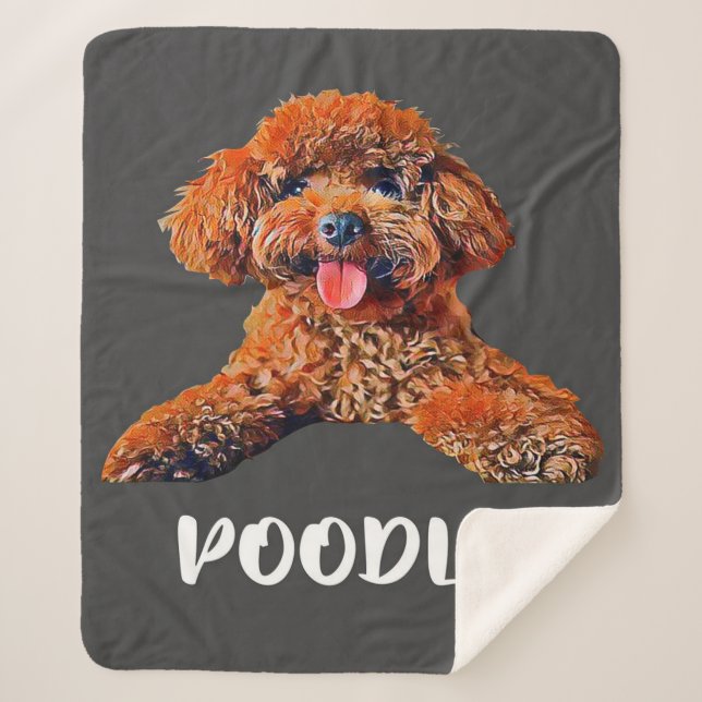 Black Poodle Dog Mum Dad Owner | Cute Dog Sherpa Blanket (Front)