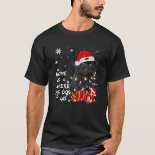 Black Poodle dog Santa Christmas Tree Lights Xmas  T-Shirt