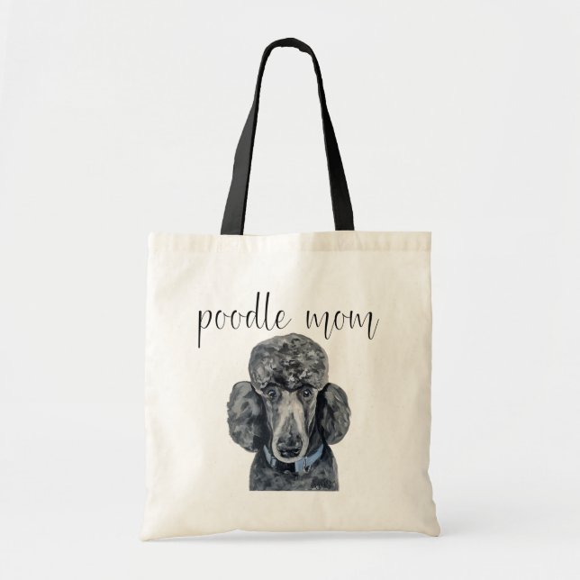 Black Poodle Dog Tote Bag (Front)
