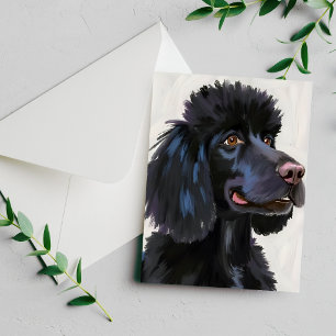 Black Poodle Dog Watercolor Pet Card