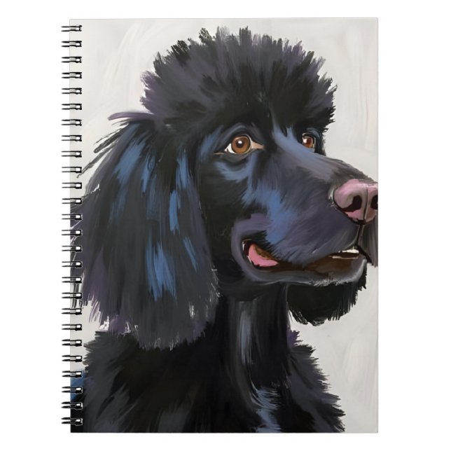 Black Poodle | Dog Watercolor Pet Painting Notebook (Front)