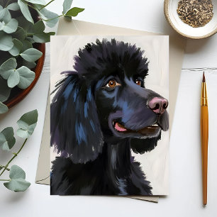 Black Poodle Dog Watercolor Pet Postcard