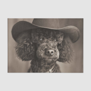 Black Poodle Dressed as a Cowboy Halloween Costume Tissue Paper