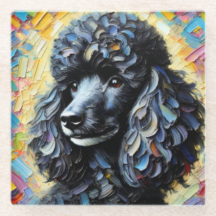 Black Poodle Glass Coaster