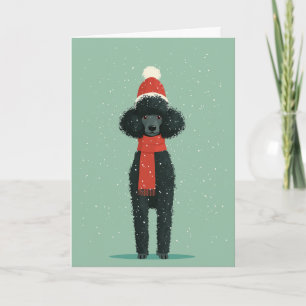 Black Poodle Holiday Greeting Card