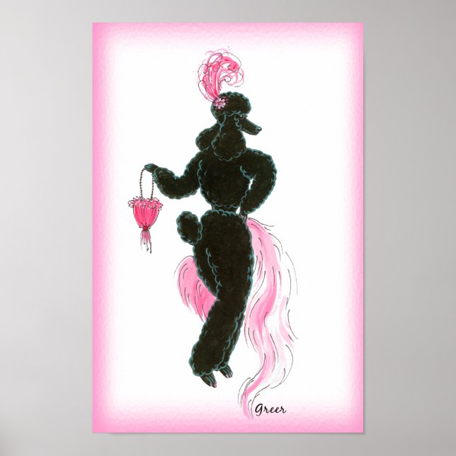 Black poodle in fur Poster Print (Front)