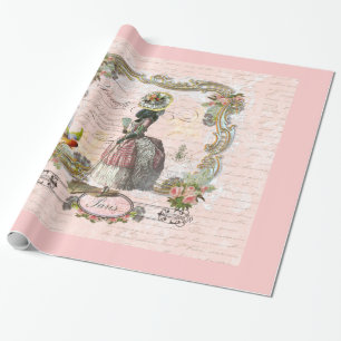 Black Poodle  in Marie Antoinette Costume Wrapping Paper