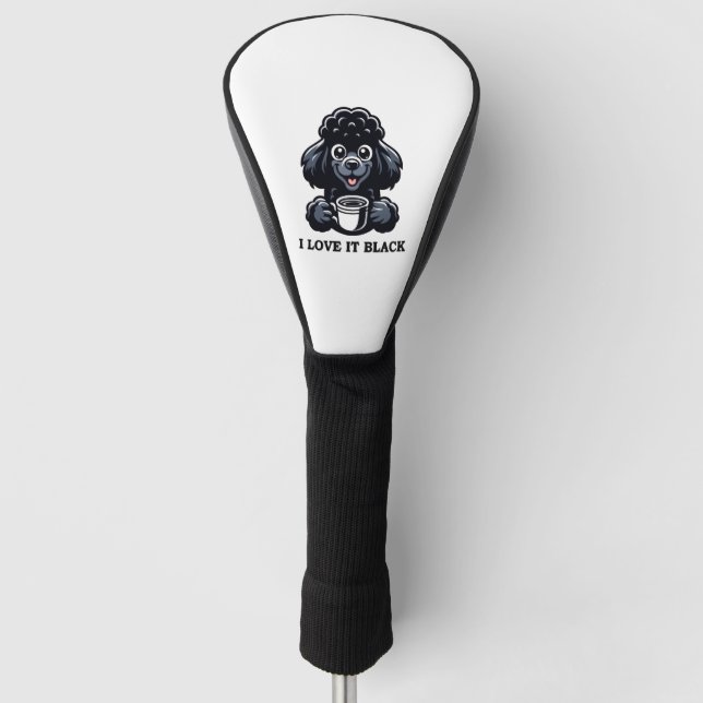 Black Poodle Loves Black Coffee Golf Head Cover (Front)