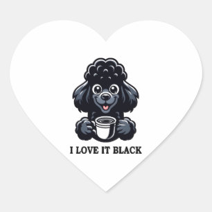 Black Poodle Loves Black Coffee Heart Sticker