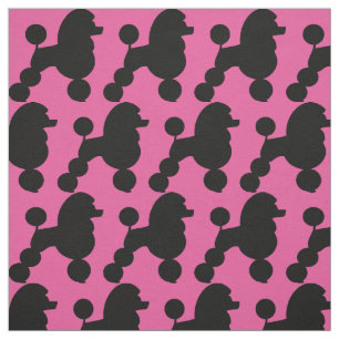 Black Poodle on Pink Fabric