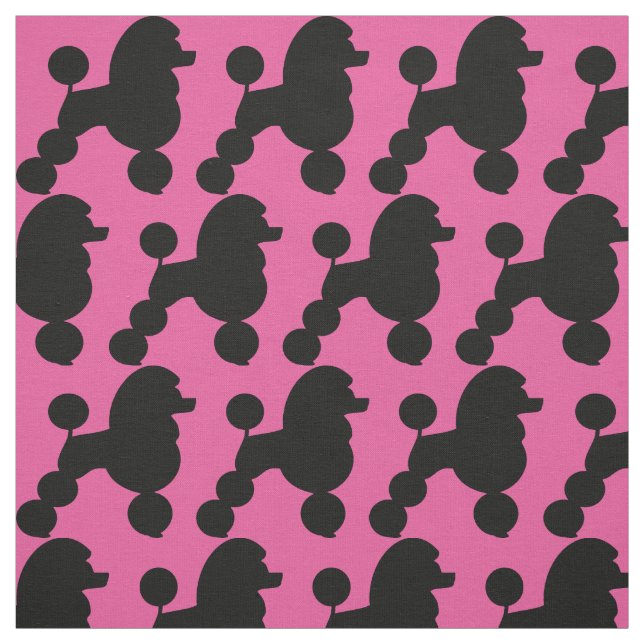 Black Poodle on Pink Fabric (Swatch)