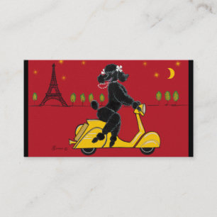 Black Poodle on Scooter Vespa Business Card