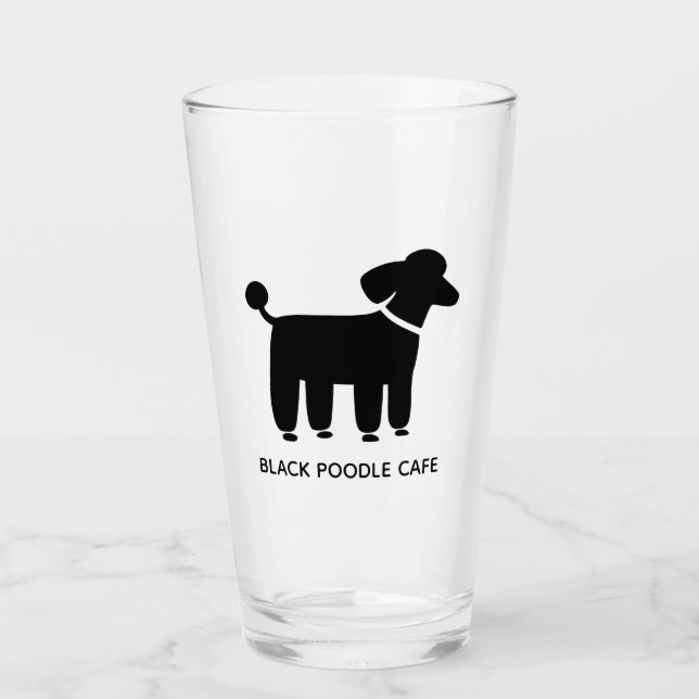 Black Poodle Personalised Cool Dog Driniking Glass (Front)