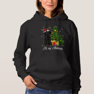 Black Poodle Santa Christmas Tree Lights Xmas Rein Hoodie