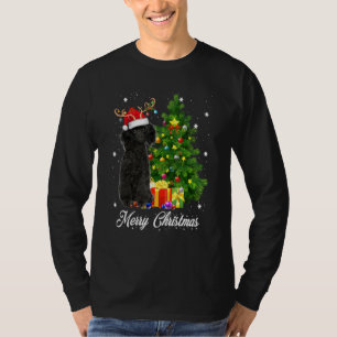 Black Poodle Santa Christmas Tree Lights Xmas Rein T-Shirt