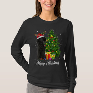 Black Poodle Santa Christmas Tree Lights Xmas Rein T-Shirt