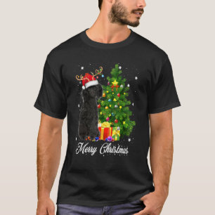 Black Poodle Santa Christmas Tree Lights Xmas Rein T-Shirt