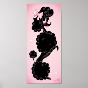 BLACK POODLE SITTING POSTER