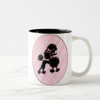black poodle Two-Tone coffee mug