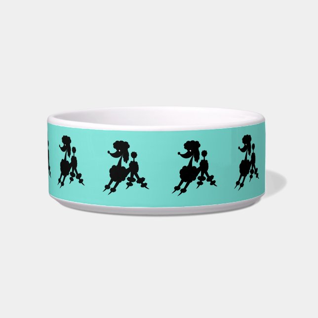 Black Poodles on Customisable Coloured Background Bowl (Right)