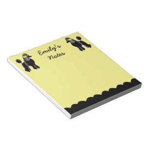 Black Poodles Yellow 5.5" x 6" Custom Notepad