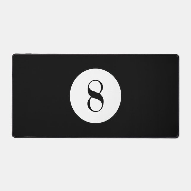 Black Pool Ball Number 8 Ball Desk Mat (Front)
