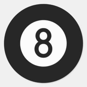 Black Pool Ll Number Eight Billiards Snooker Eight Classic Round Sticker
