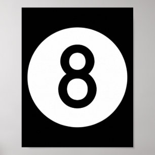 Black Pool Ll Number Eight Billiards Snooker Eight Poster