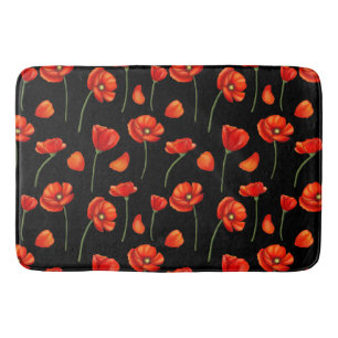 black poppy pattern bath mat
