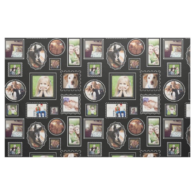 Black Portrait Gallery Frames Personalised Photos Fabric (Fat Quarter)