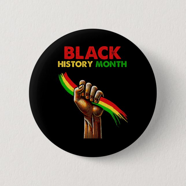 Black Power Fist Black History Month African Ameri 6 Cm Round Badge (Front)